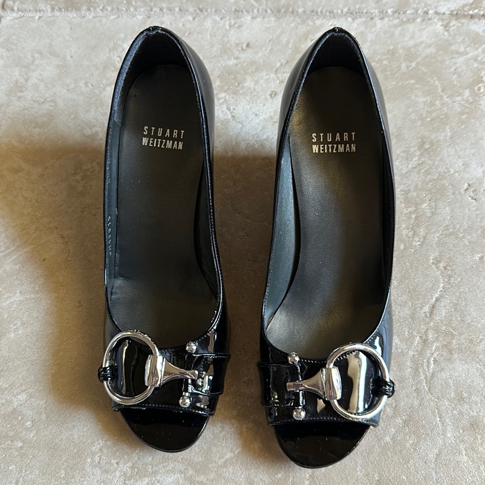 Stuart Weitzman patent leather shoes. Made in Spain